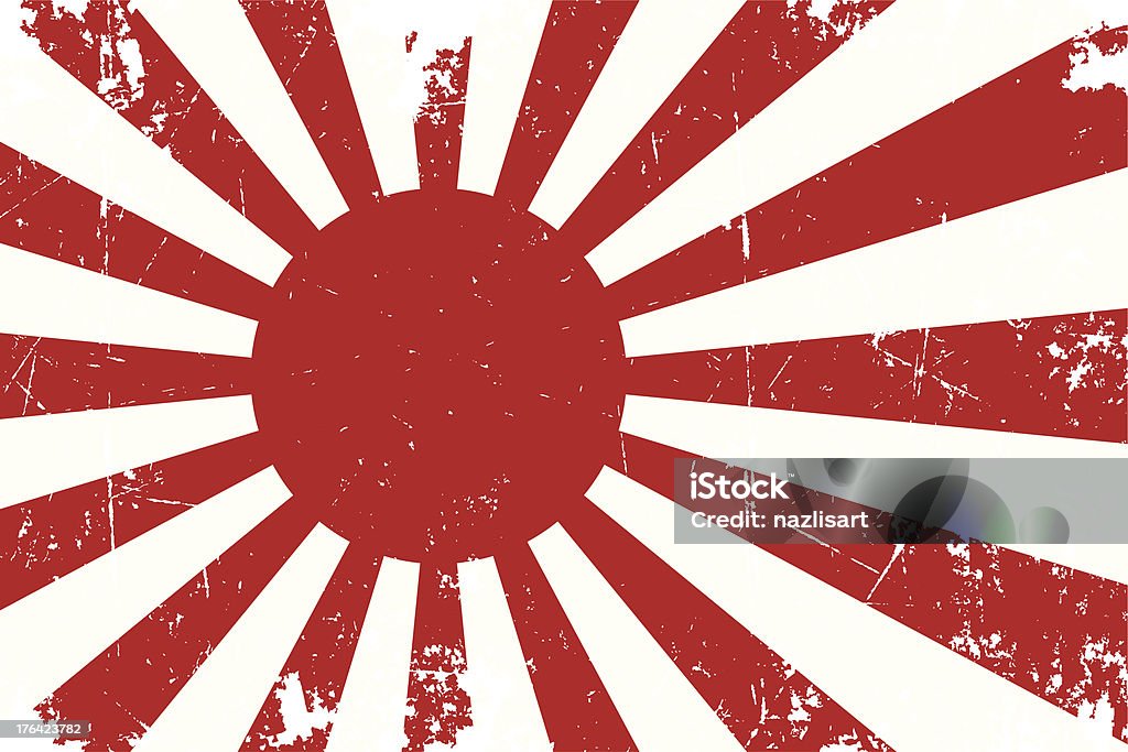 Japan's Emperial Navy Ensign Flat with Texture Illustration of an rusty, grunge, Japanese Imperial Navy flag. The texture is a removable mask. Navy stock vector