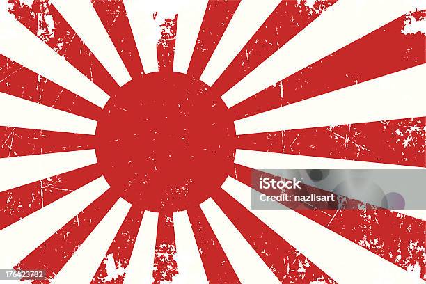 Japans Emperial Navy Ensign Flat With Texture Stock Illustration - Download Image Now - Navy, World War II, War