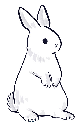 Svp Rabbit Hand Drawn Vector Illustrations Of Bunnyrabbit Of Ink Paintingline Art ...