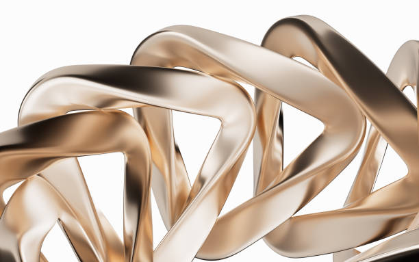 istock Metallic golden curve geometry background, 3d rendering. 1764264509