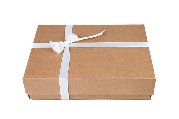 istock Cardboard gift box with white ribbon 176426561
