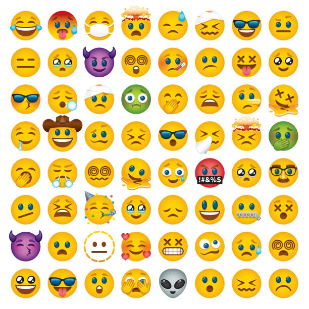 stockillustraties, clipart, cartoons en iconen met emoticon icon set - tong uitsteken