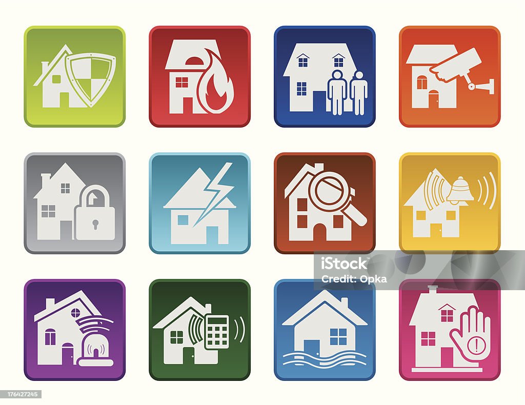 Colorful house security icons Colorful house security icons,vector format. Accessibility stock vector