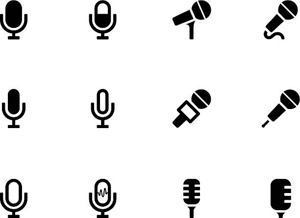 Microphone icons The illustration was completed July 30, 2013 and created in Adobe Illustrator CS6. microphone symbols stock illustrations