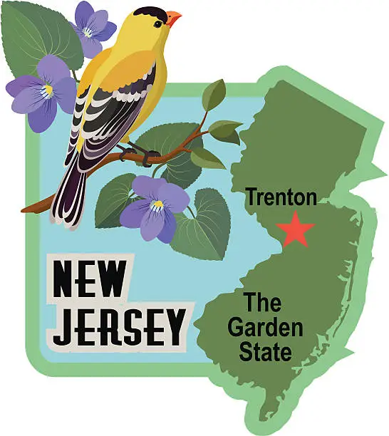 Vector illustration of New Jersey luggage label or travel sticker