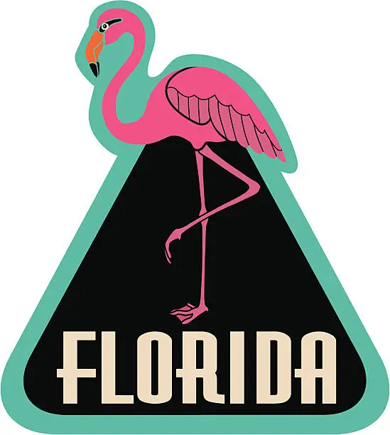 Vector illustration of Florida luggage label or travel sticker