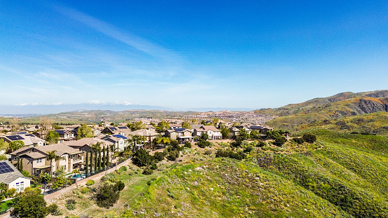 The beauty of a California neighborhood can be seen from the vantage point of a drone v