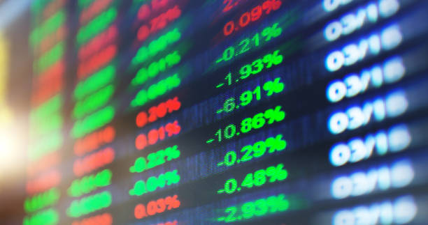 istock Display of stock market quotes 1764316607