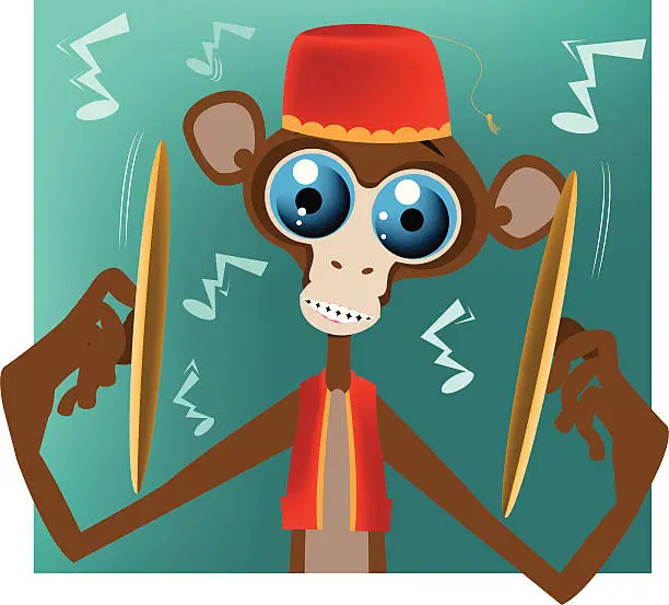 Vector illustration of Cymbals banging Monkey