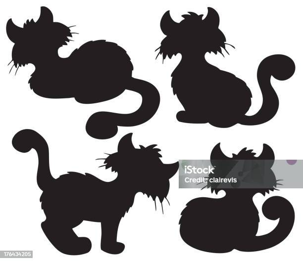 Chat En Dessin Animé Silhouette Collection Vecteurs libres de droits et plus d'images vectorielles de Animaux de compagnie - Animaux de compagnie, Animaux domestiques, Art