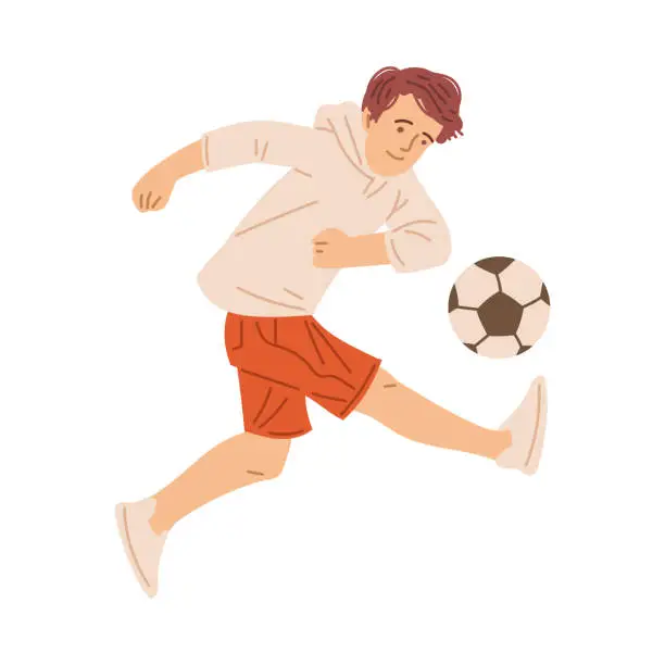 Vector illustration of Teenager boy soccer player, vector illustration isolated on white