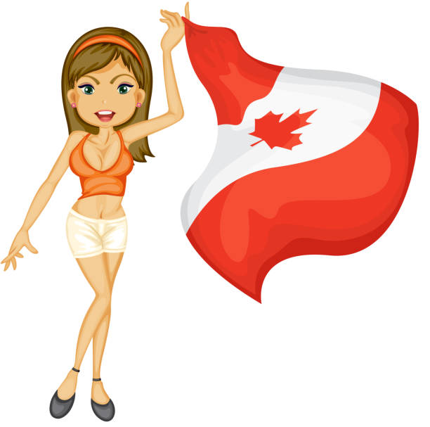 ilustraciones, imágenes clip art, dibujos animados e iconos de stock de patriótica estadounidense mujer - canadian football