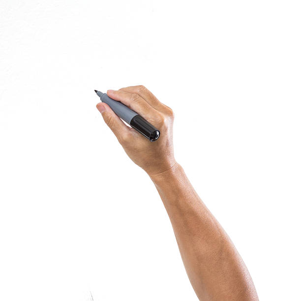 istock Man hand with pen isolated on white background 176437160
