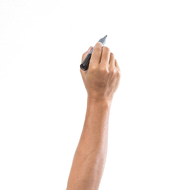 istock Man hand with pen isolated on white background 176437170
