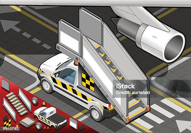 Isometric Airport Boarding Stair Car In Rear View Stock Illustration - Download Image Now - Accidents and Disasters, Advice, Airplane