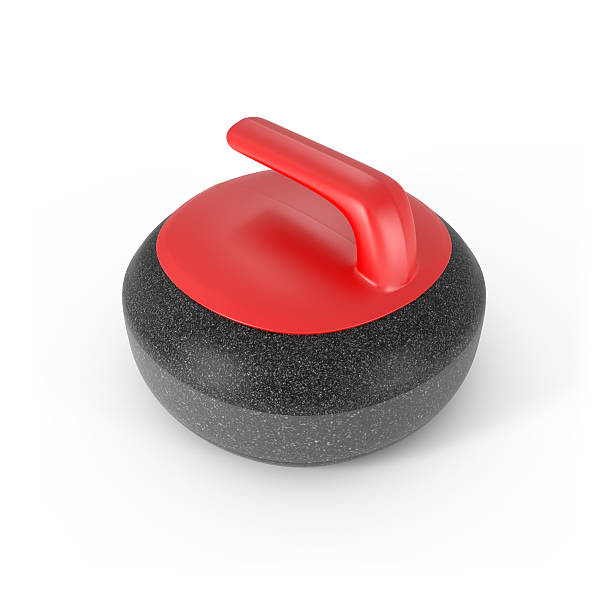 istock Render of Curling Stone with Red Handle isolated on white 176437753