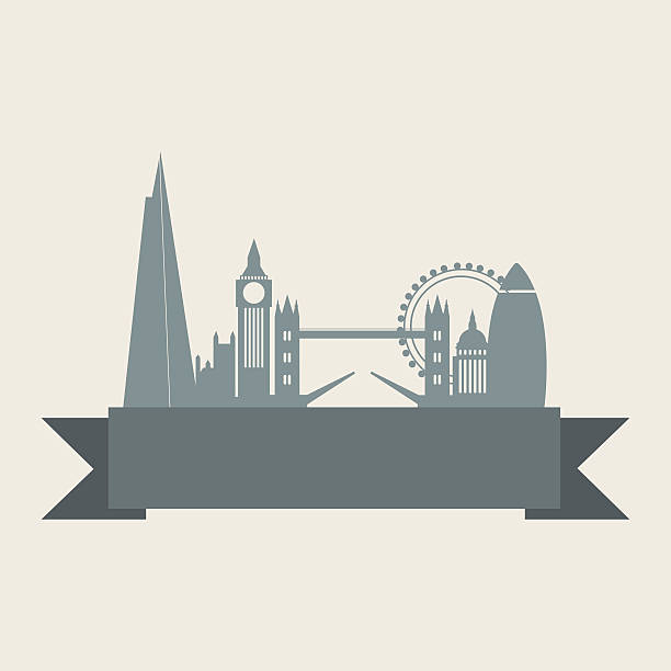 illustrations, cliparts, dessins animés et icônes de london city skyline avec bannière - london england skyline silhouette built structure