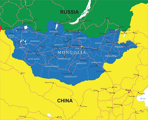 Vector illustration of Mongolia map