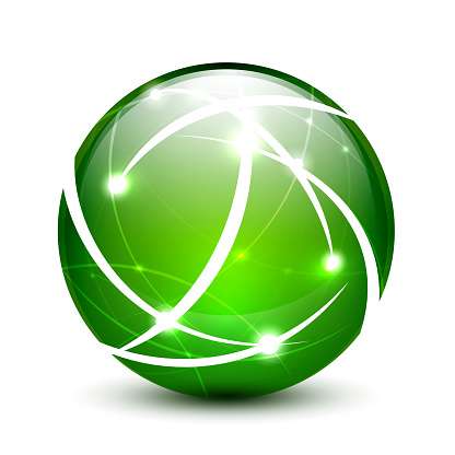 Abstract shiny green sphere.