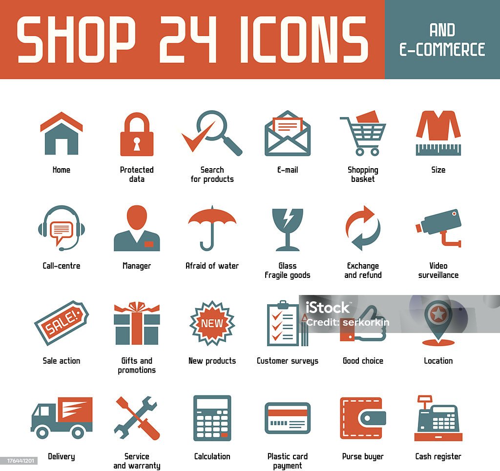 Shop 24 Vector Icons 24 vector icons for shop & e-commerce. Surveyor stock vector