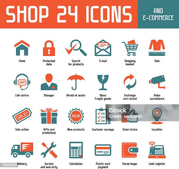 Shop 24 Vector Icons Stock Illustration - Download Image Now - Surveyor, Stock Market and Exchange, Cash Register