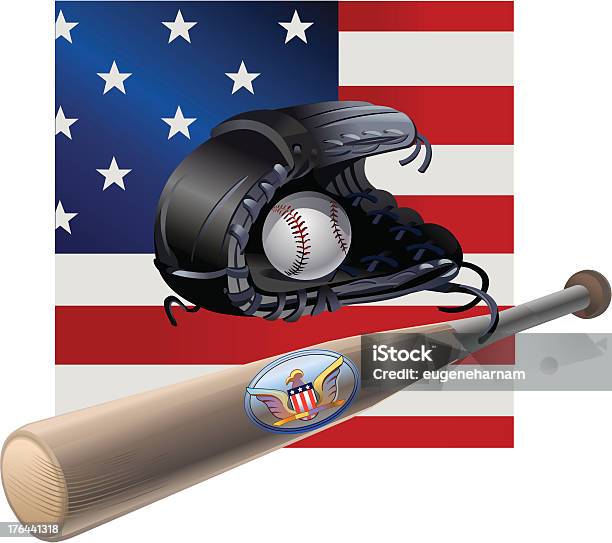 Usaflagge Baseball Schläger Und Ball Stock Vektor Art und mehr Bilder von Amerikanische Flagge - Amerikanische Flagge, Baseball, Baseball-Spielball