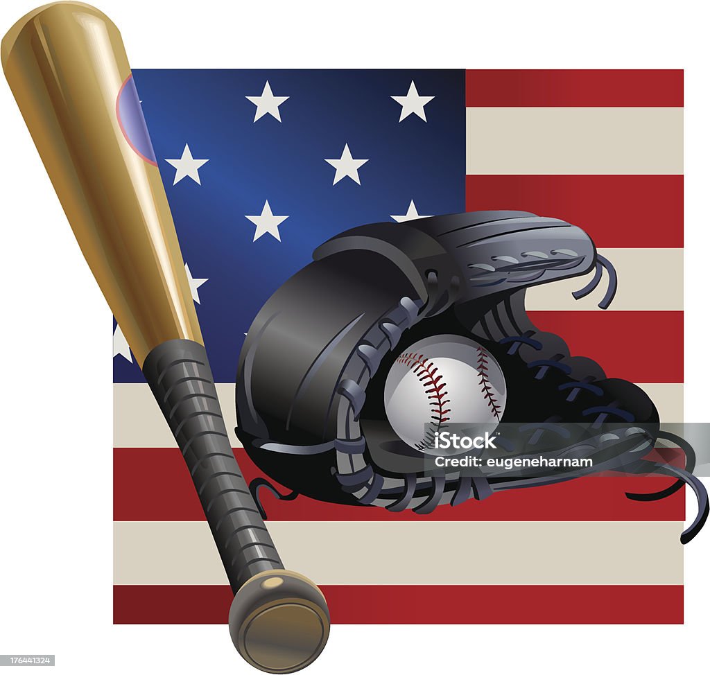 Bandera de los Estados Unidos y de béisbol - arte vectorial de Accesorio de cabeza libre de derechos