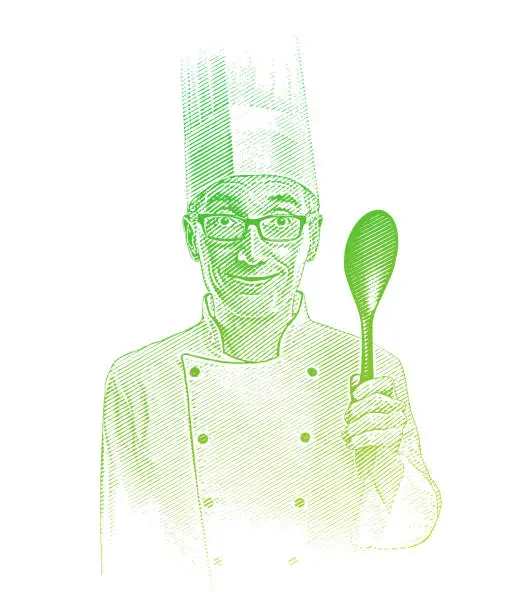 Vector illustration of Portrait of Male Chef