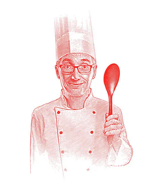 Vector illustration of Portrait of Male Chef