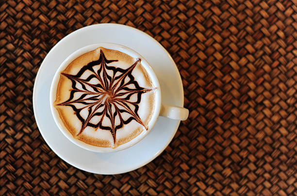 Mocha coffee drink on the wood weave
