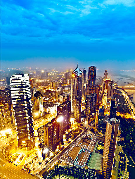 istock birds-eye view City night scene 176445363