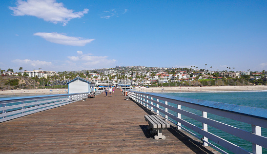 Beautiful sunny day at the San Clemente Pier in Orange County, California, USA.