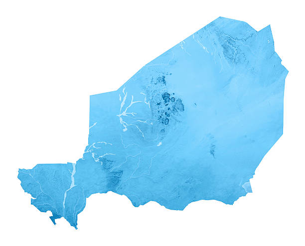 니제르 topographic 맵 격리됨에 - niger river 뉴스 사진 이미지