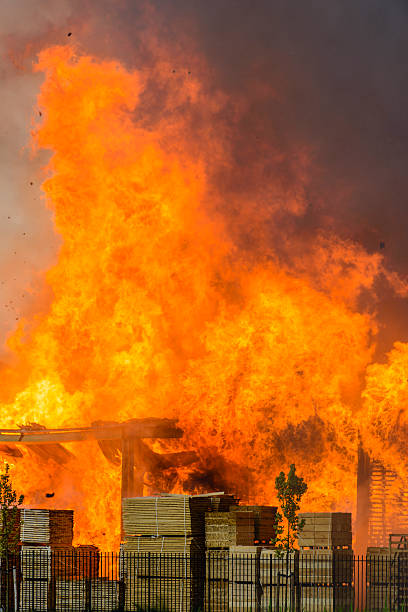 istock Pallet factory burning in industrial area 176447323