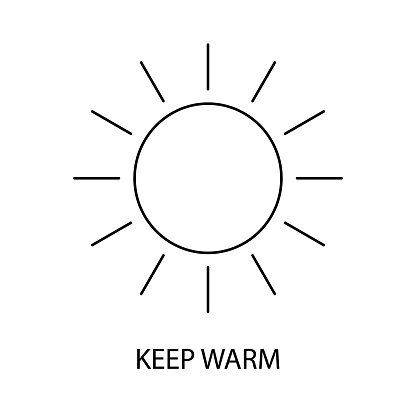 Keep warm line vector icon for food packaging, sun.