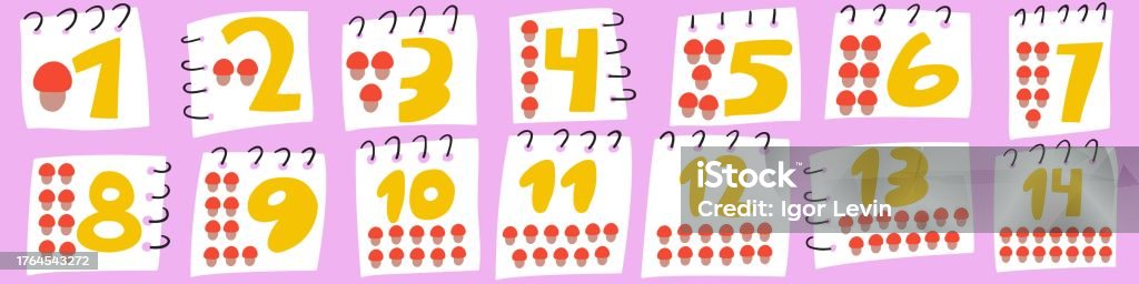 Count To 14 Numbers 1 14 Paper Notes Learning To Count Happy Birthday For Kids ...