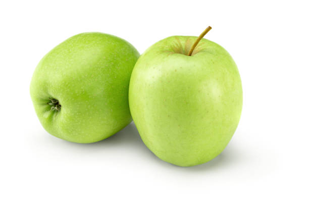 istock two green apples isolated on white background. clipping path 1764545388
