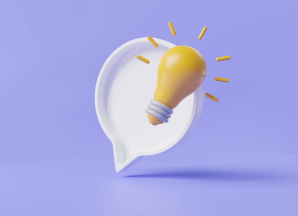 istock Chat icon with light bulb, Social media messages, Quick tip, Questions and answers, Thinking icon, Inspiration, New idea, light bulb in speech bubble, Idea tip concept. 3d render illustration 1764560076