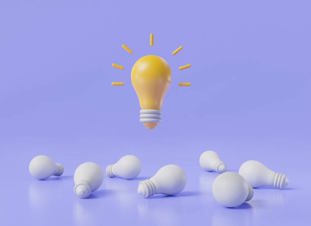 istock One different idea on light purple background. Thinking icon, Inspiration, New idea, Good idea, Idea and creativity, Think big Great, Creative idea, Business idea. 3d render illustration 1764560531