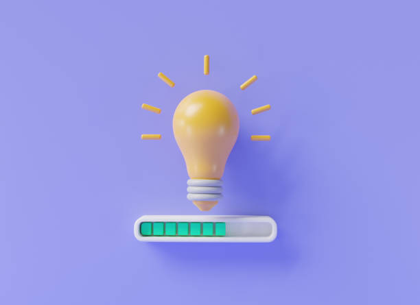 Idea Loading concept. Idea being processed with light bulb, innovation and creativity, Big idea, UI business idea, Loading step bar, New idea, Good idea, Creative idea. 3d render icon illustration Idea Loading concept. Idea being processed with light bulb, innovation and creativity, Big idea, UI business idea, Loading step bar, New idea, Good idea, Creative idea. 3d render icon illustration download festival stock pictures, royalty-free photos & images