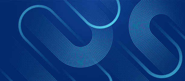 illustrations, cliparts, dessins animés et icônes de fond abstrait avec des lignes géométriques de courbe lumineuse. motif moderne drôle minimal à la mode de lignes bleues brillantes. illustration vectorielle - fond