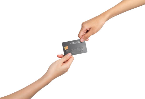 istock Clipping path, hand holding credit card on isolated. 1764572151