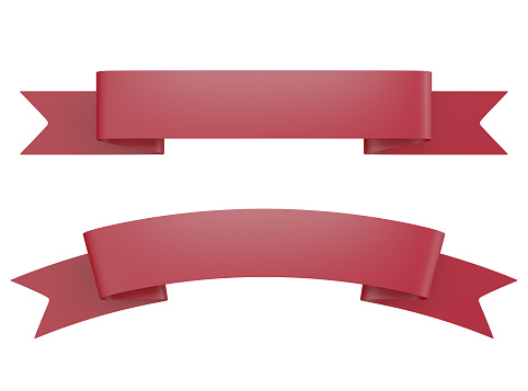 3d Rendering Ribbon red color for promotion or sale or celebration have clipping path