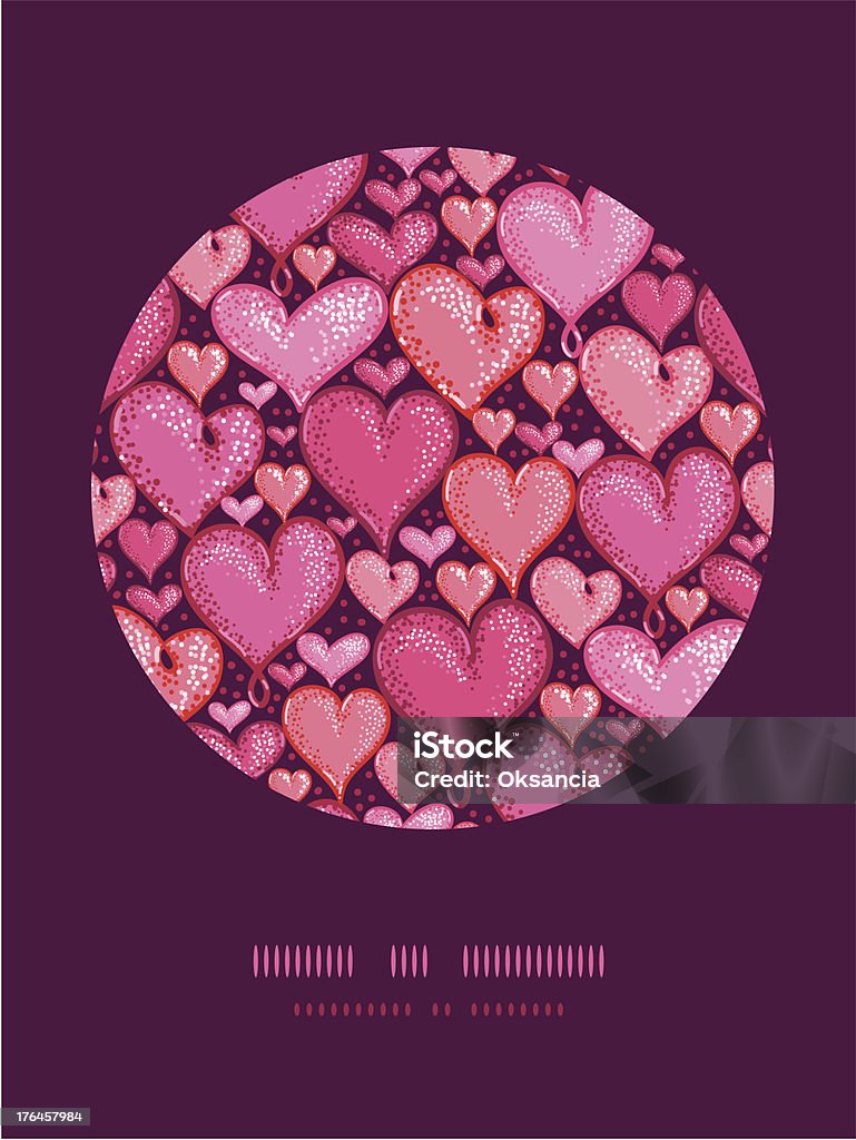 Vermelho Dia dos Namorados corações Decoração de círculo padrão de fundo - Royalty-free Abstrato arte vetorial