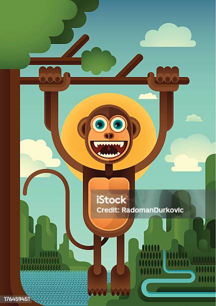 Vetores de Macaco Engraçado e mais imagens de Animal - Animal, Animal selvagem, Bosque - Floresta