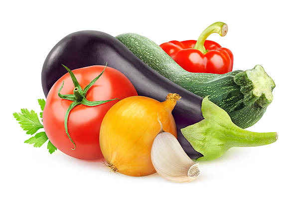 Fresh vegetables Fresh vegetables (ratatouille ingredients) isolated on white. ratatouille stock pictures, royalty-free photos & images