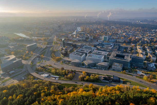 istock Aerial sunny autumn fall downtown in Vilnius, Lithuania 1764619326