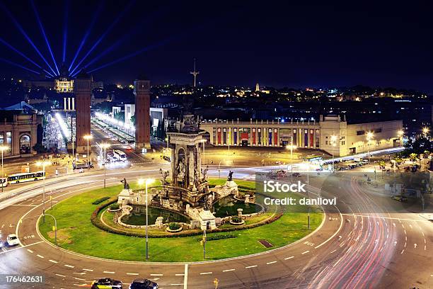 Площадь Испании В Барселоне — стоковые фотографии и другие картинки Монжуик - Монжуик, Ночь, Барселона - Испания