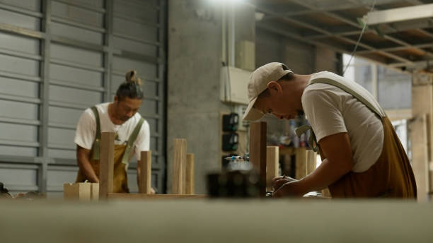 istock Japanese woodworkers working in the garage. 1764631647