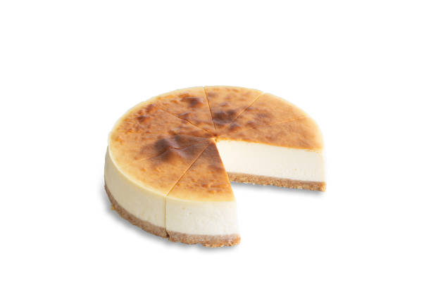 istock Homemade cheese cake on white isolated background with clipping paths. Plain cheese cake to present soft and lite. Bakery concept for birthday cake or valentine dessert. 1764632200